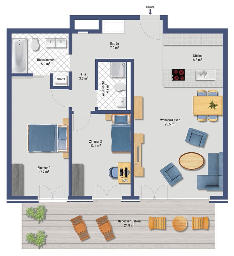 Grundrissplan von der Wohnung