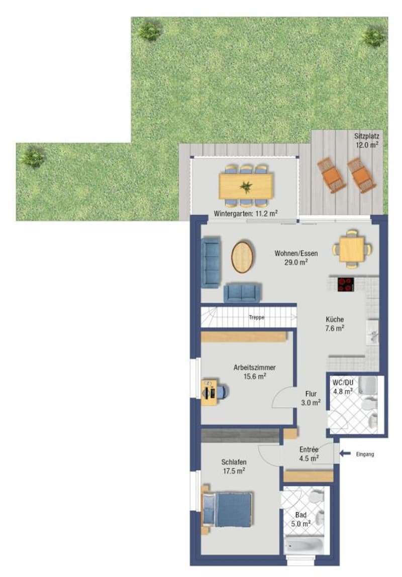 Appartement de jardin élégant 3.5 pièces avec verger, calme et central (12)