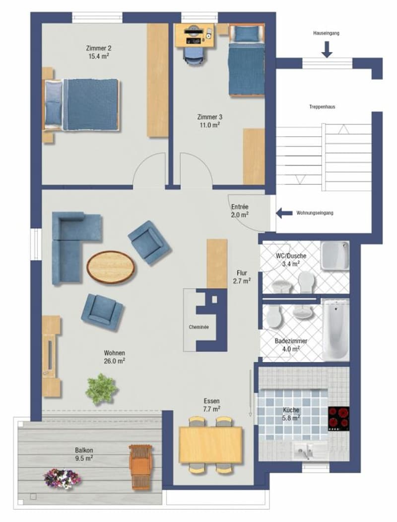Grundrissplan von der Wohnung