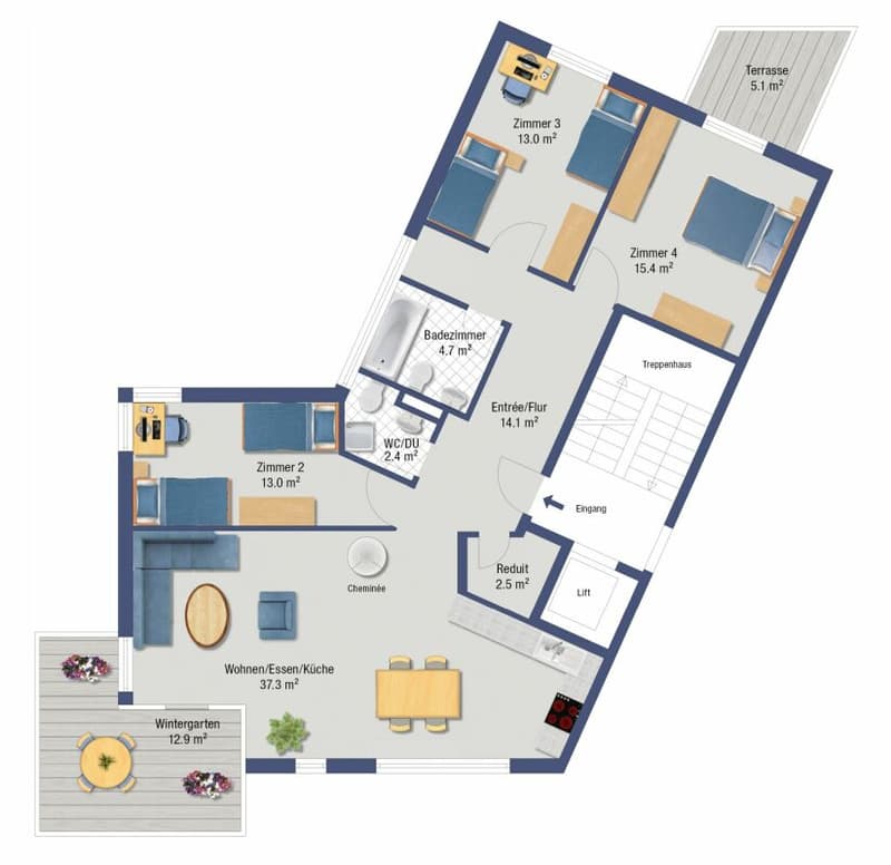 Grundrissplan von der Wohnung