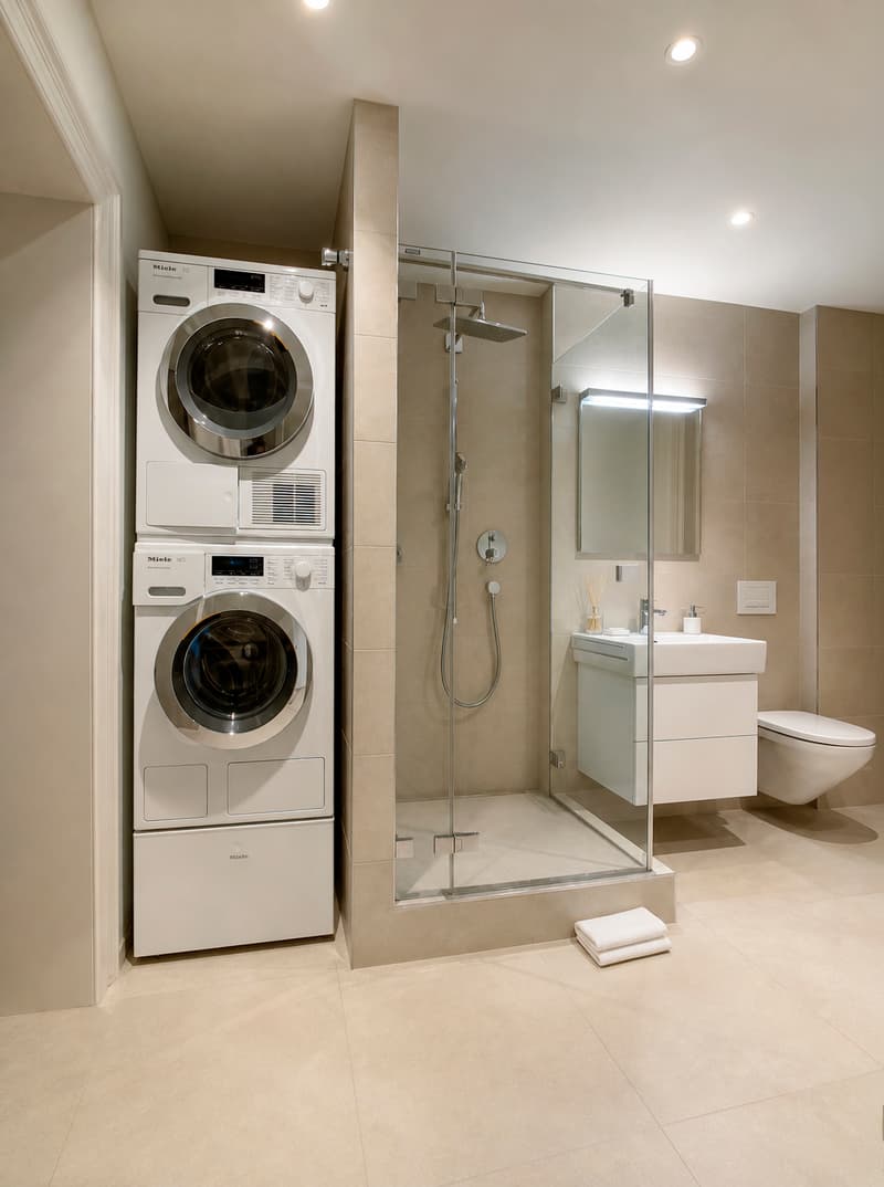 Badezimmer mit Waschturm