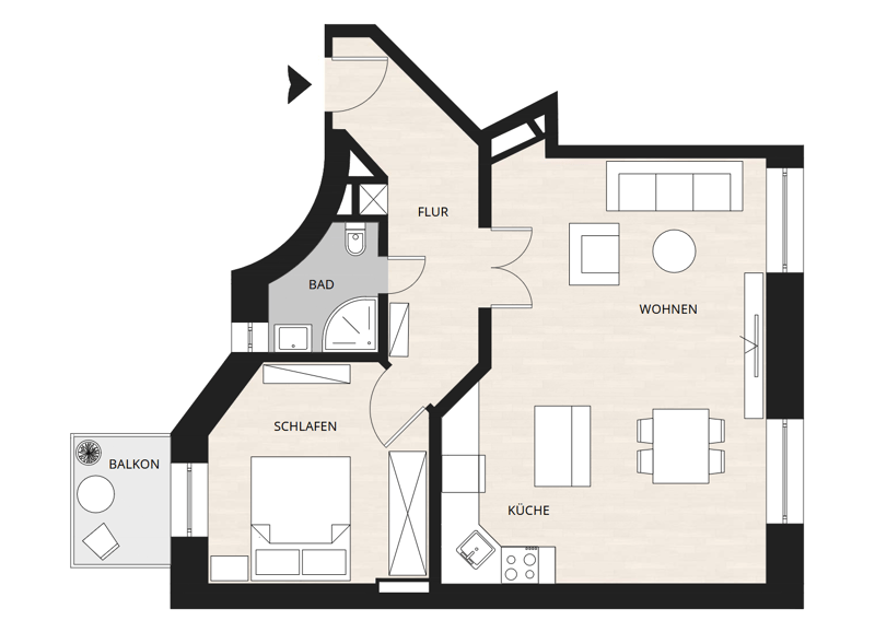 Geräumige 1-Zimmer-Wohnung mit Balkon und wöchentlicher Reinigungsservice zur Miete (14)