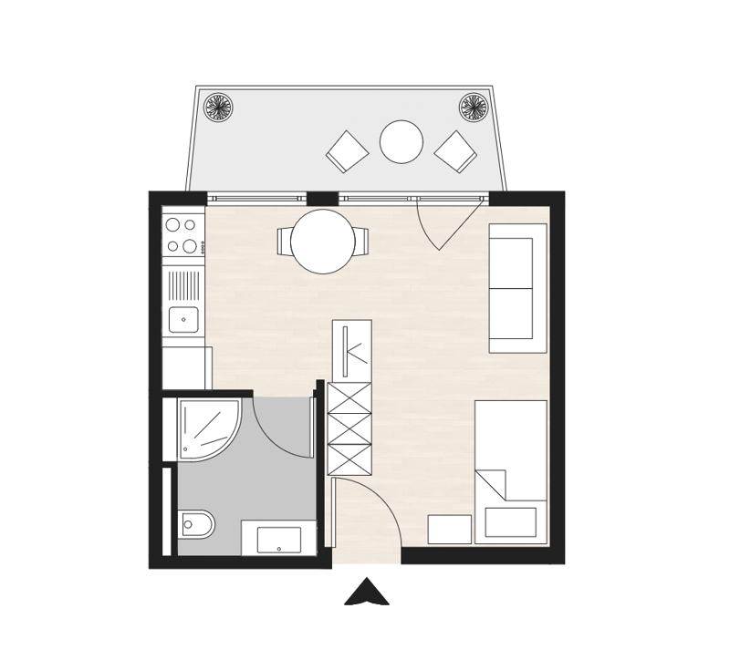 Furnished Studio Apartment in Zurich Wiedikon – Balcony, Cleaning Service (12)