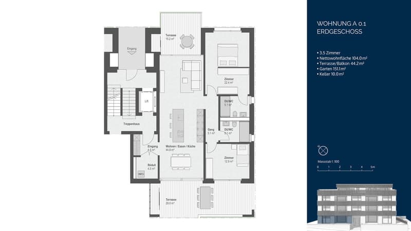 3½-Zimmer-Gartenwohnung - Wohnen mit Privatsphäre, Licht und Natur (8)