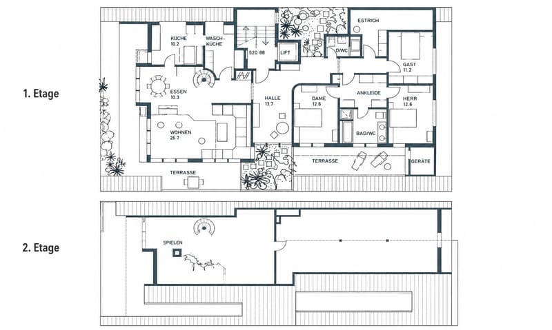 Grundrisse - 1. und 2. Etage