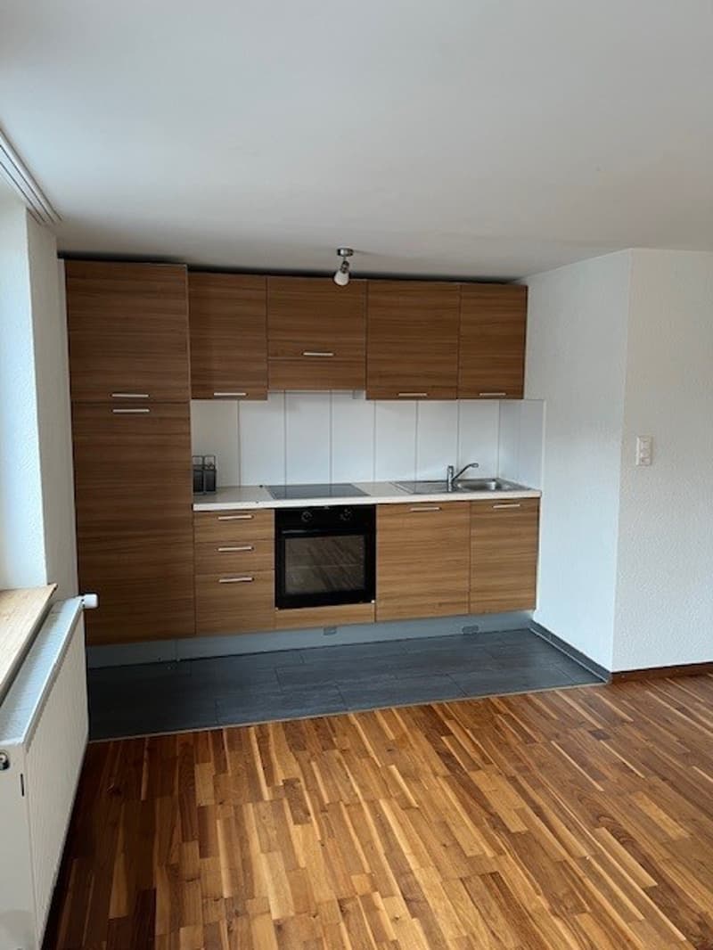 kitchen with wooden cabinets, white counter tops, gas stove, oven, sink, ceiling light