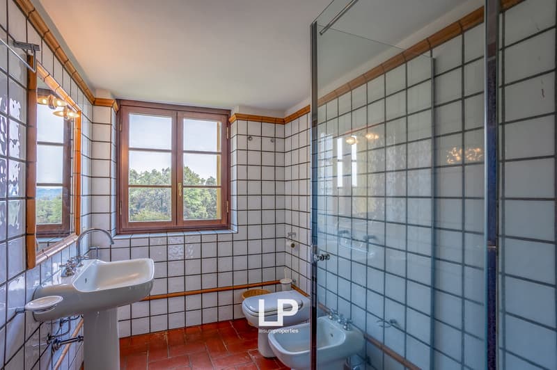 Bathroom with sink, mirror, toilet, bidet, window