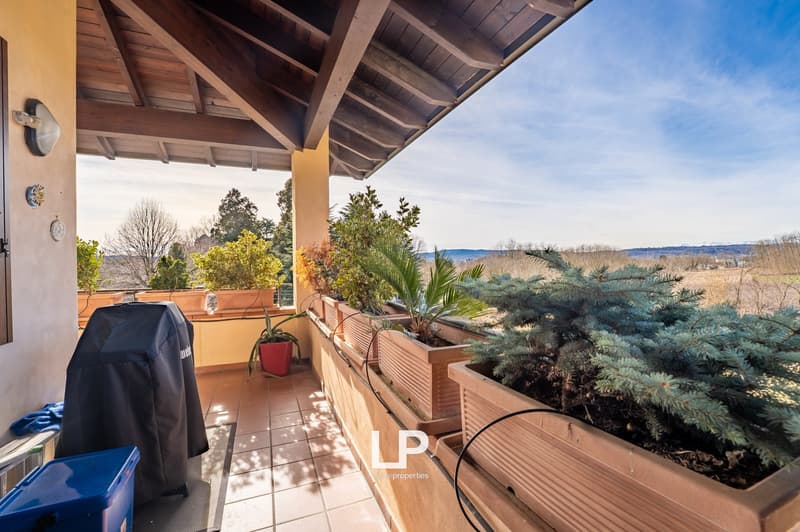 Terrace with plants, view of landscape