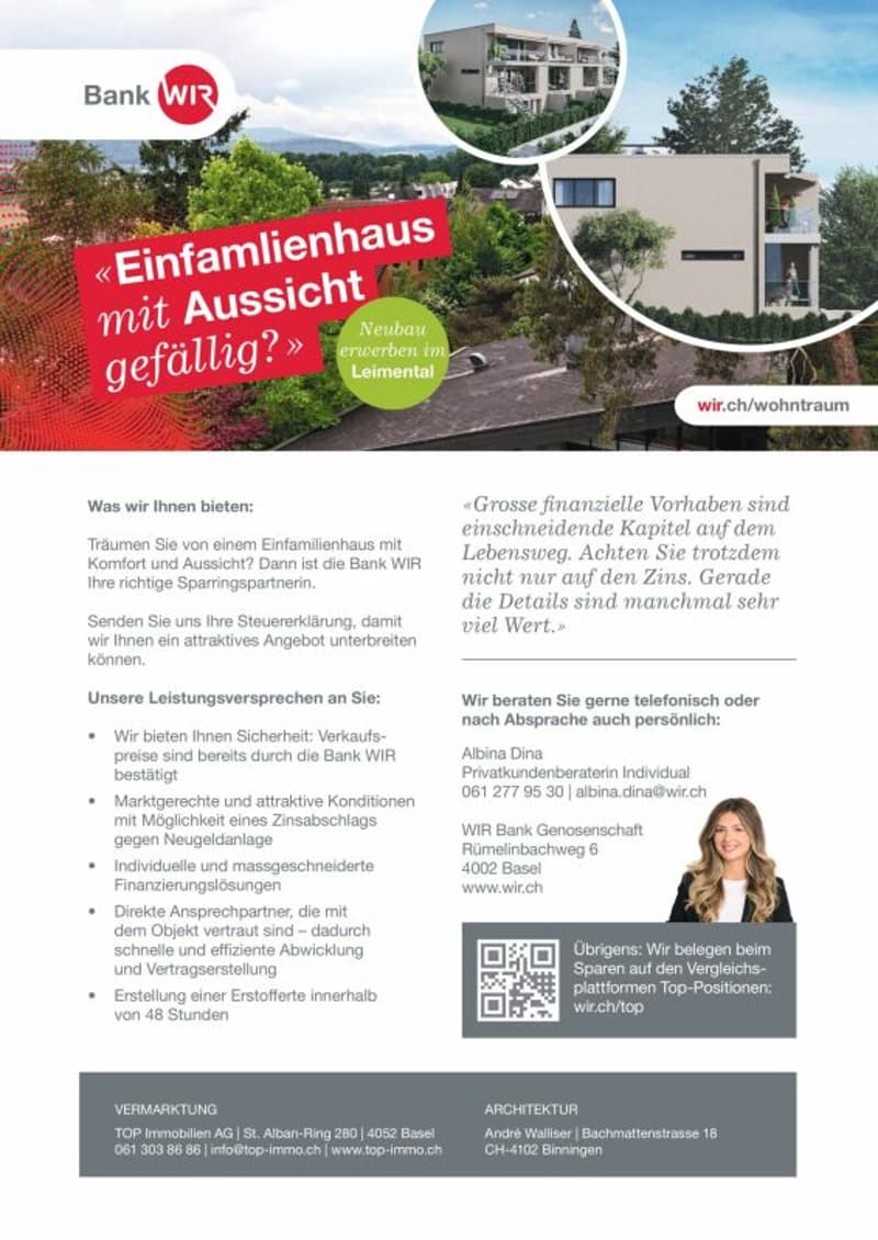 New construction project - 4 single-family homes with 5 1/2 rooms, hobby room, and panoramic view in a popular location in Leimental (4)
