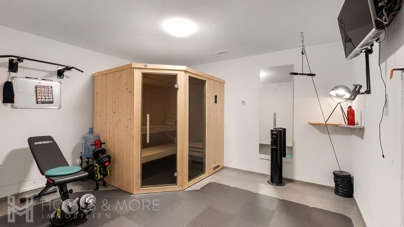 Sauna und Fitnessraum