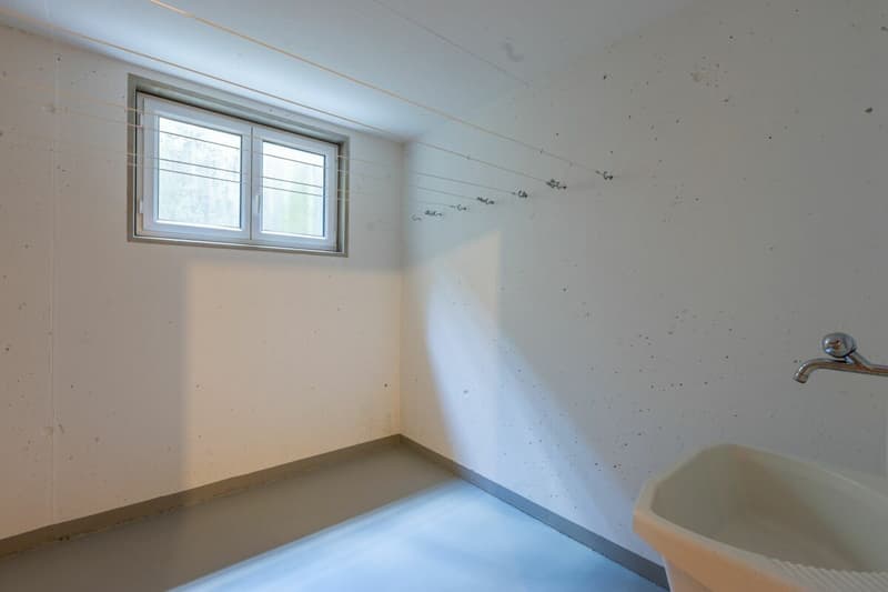 Grosser Kellerraum mit Fenster und natürlichem Licht
