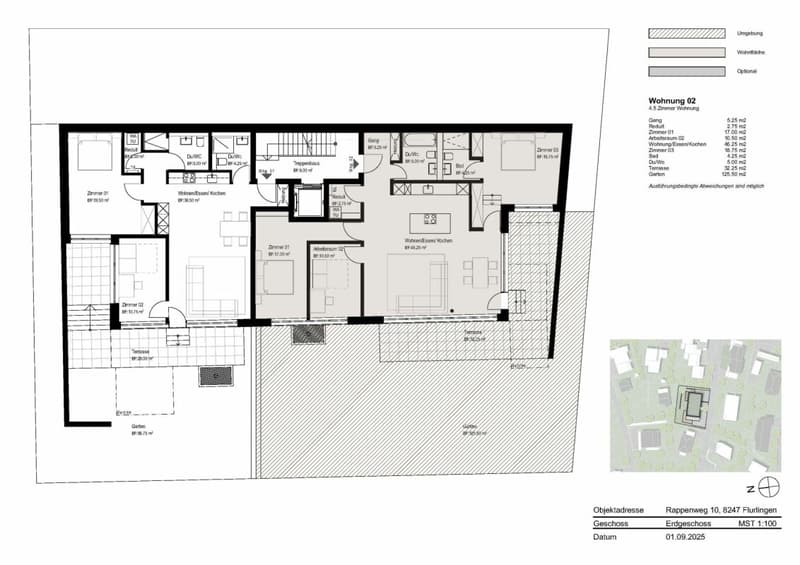 Grundriss Wohnung 2 mit 4,5 Zimmern