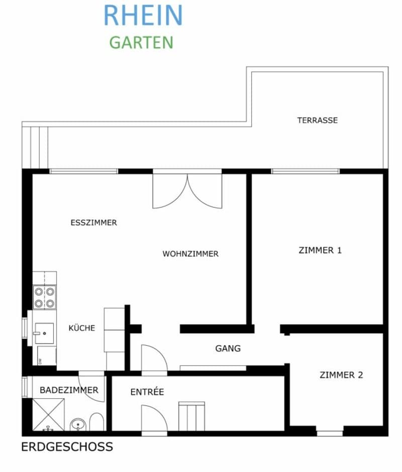 Grundriss der Wohnung im Erdgeschoss