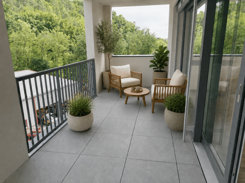 Grosszügiger Balkon mit Sicht ins Grüne