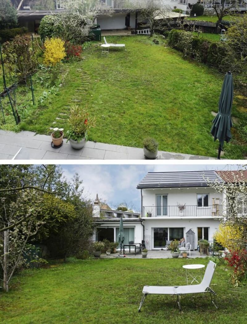 Gartenansicht und Pergola