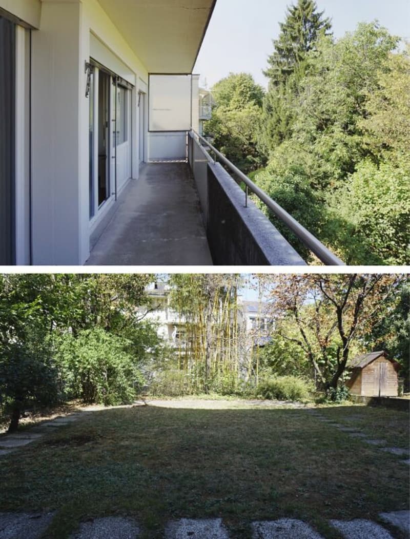 Balkon Innenhof und Gartenansicht