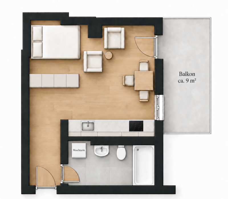 Möblierte 1-Zimmer-Wohnung mit Balkon (8)