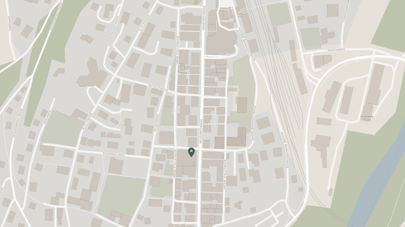 Map of an urban area with streets and buildings