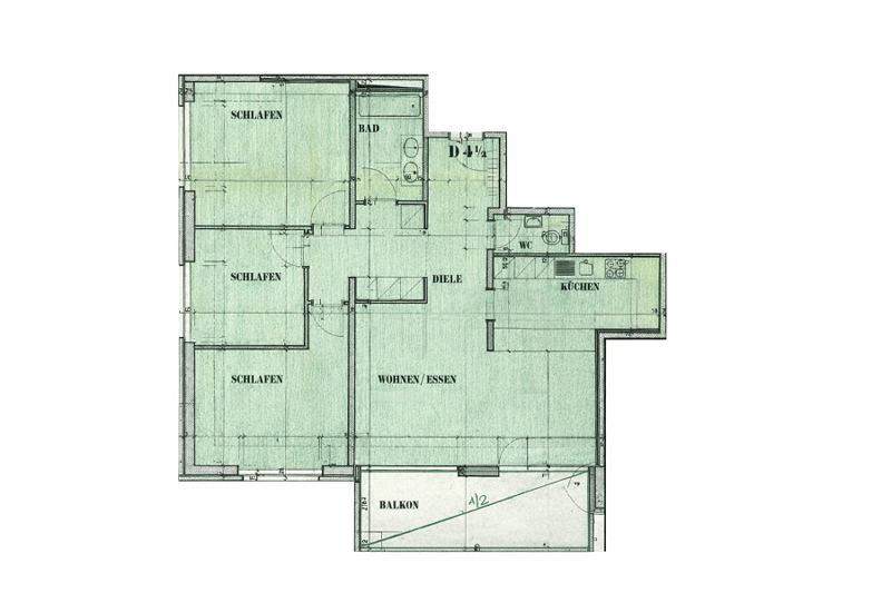 3 bedrooms, 2 bathrooms, living room, kitchen, dining area, balcony