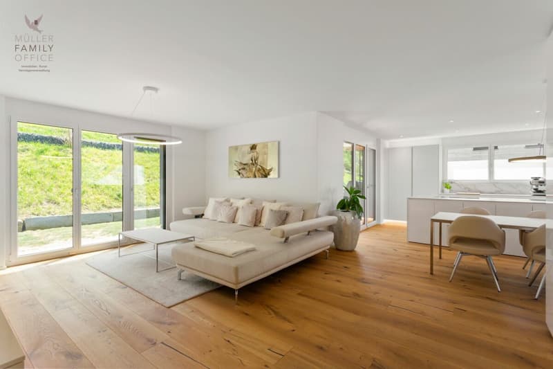 Vivere come in una casa unifamiliare - Appartamento di giardino esclusivo 4 1/2 locali con bella vista sul lago, molta privacy e costruzione di alta qualità (6)