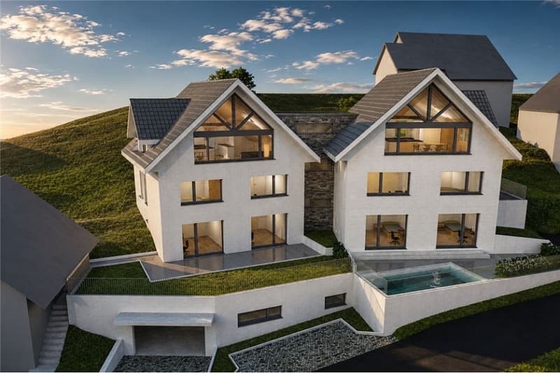 Exklusives Wohnen über dem Zürichsee: Neubau-Doppelhaus in Männedorf (1)