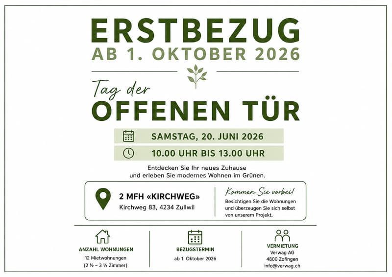 Erstvermietung 2 MFH Kirchweg 83 in Zullwil – Modern wohnen im Grünen (1)