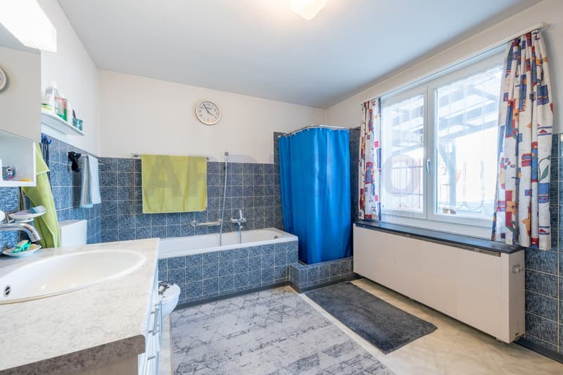 Badezimmer mit Badewanne und Dusche