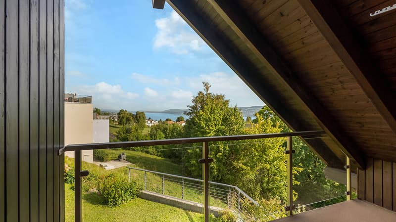 Privater Balkon mit herrlichem Blick über den Zürichsee Richtung Zürich (OG)