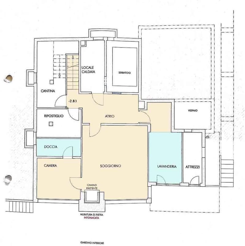 The floor plan shows a living space with a living room, kitchen, bedroom, bathroom, and a balcony or terrace.