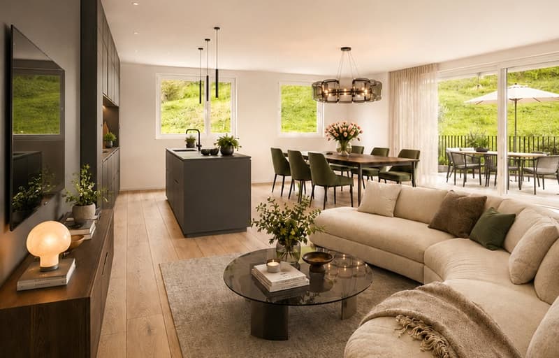 Appartement 3,5 pièces avec 100 m², terrasse sud, situation en pente dans un environnement vert (Top A 1.2) (1)