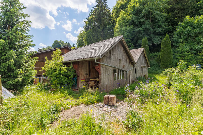 Schopf mit Gartenlaube