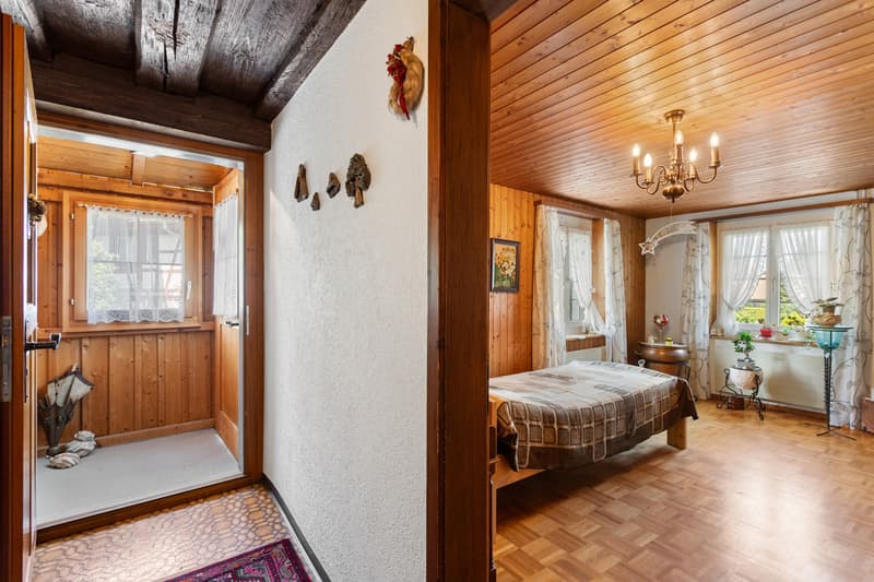 Stilvoller Eingangsbereich mit Blick ins Wohnzimmer