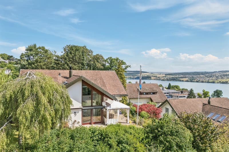 Panoramalage über dem Hallwilersee mit unverbaubarer Aussicht