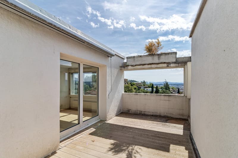 Terrasse im obersten Stock mit super Weitsicht