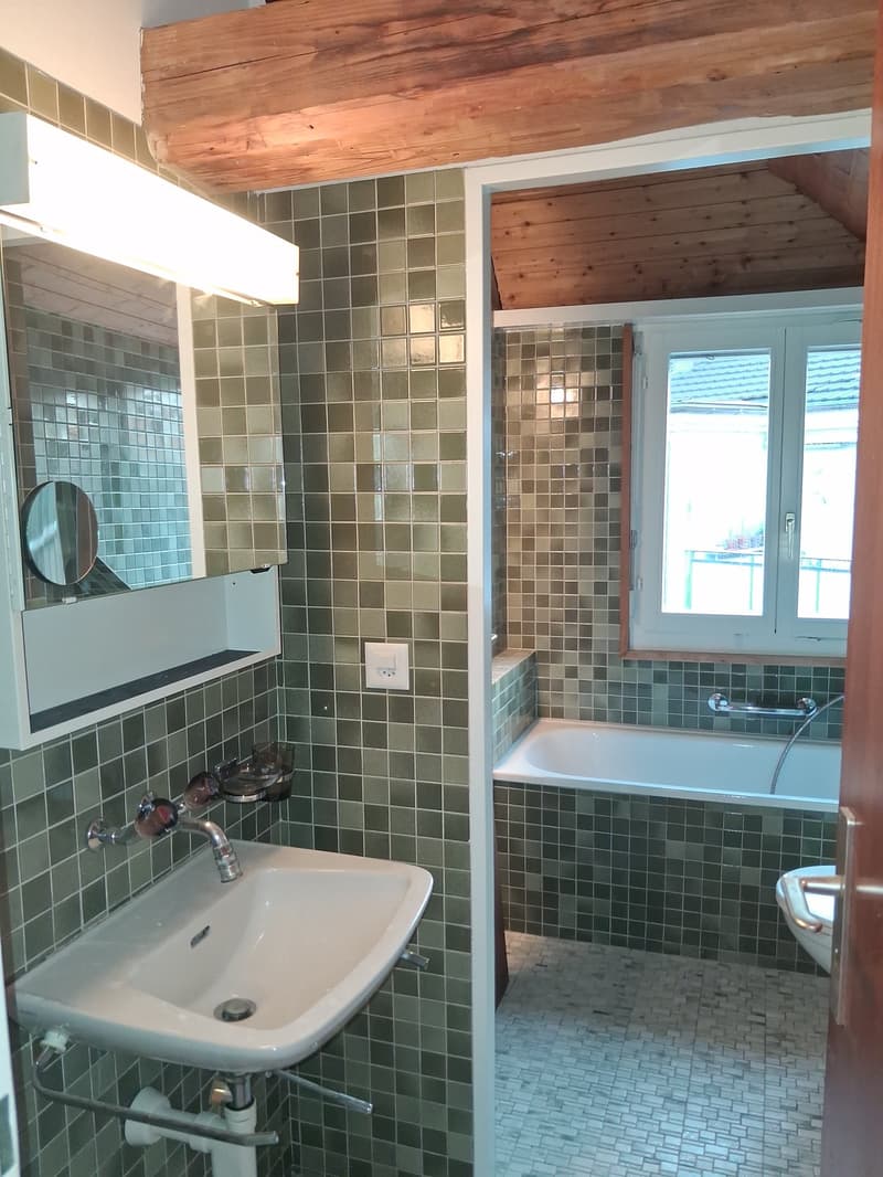 Das Badezimmer mit Badewanne