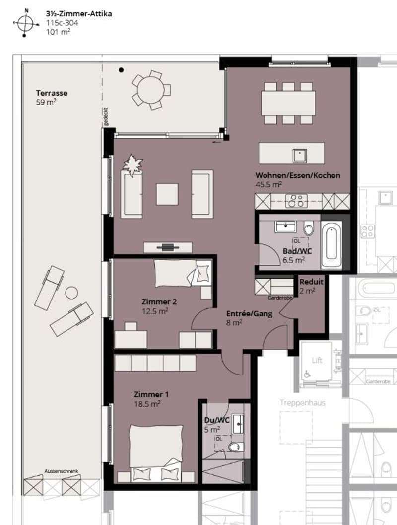 Moderne 3.5 Zimmer Attika Wohnung am See (12)