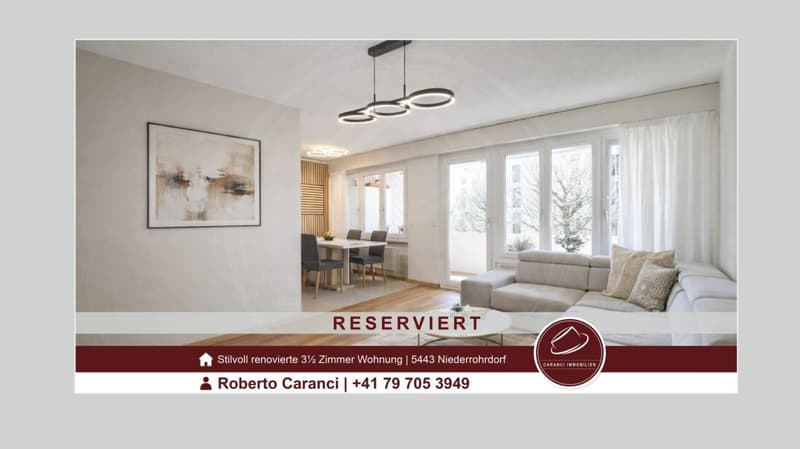 RESERVIERT - Attraktive 3.5-Zimmer-Wohnung in Niederrohrdorf - ideal als Renditeobjekt oder Eigenheim (1)