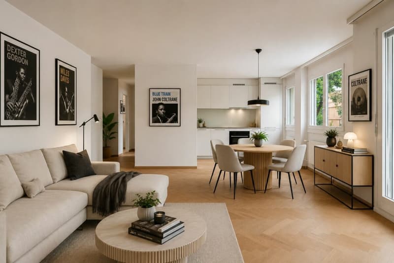 Stylisch renovierte 3½-Zimmer-Wohnung mit Balkon und grünem Ausblick (3)