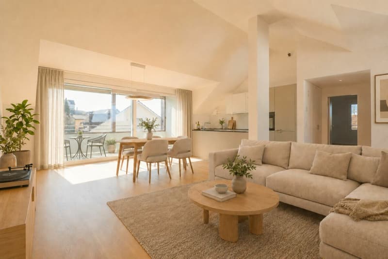 Vivre au cœur du village, tout en haut - un appartement mansardé neuf avec accès direct par ascenseur (1)