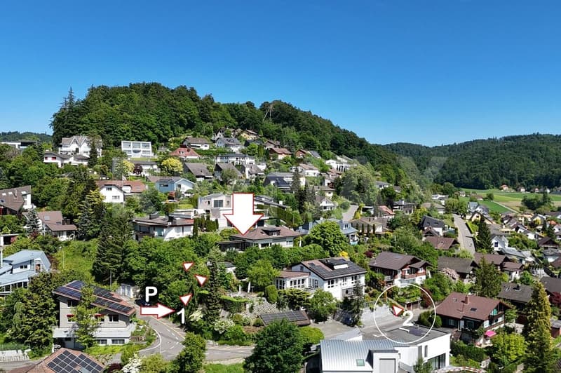 Near Aarau, A1 / A2 Mittelland intersection, excellent preferred villa hillside location with far-reaching views, 3 REFH (11)