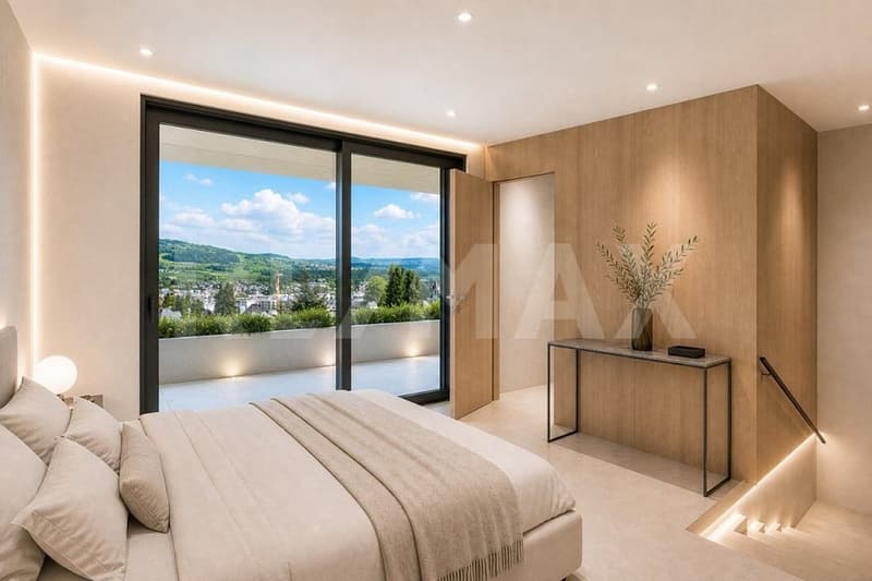 Near A1 and Lenzburg, 4 REFH, hillside location with far-reaching views, penthouse attic room, terrace, and garden (8)