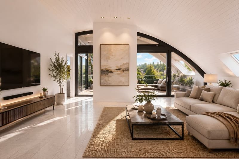 Exclusive 3.5 - 5.5 room attic penthouse 246 m² NWF, 4 terraces, in the center, 3 double garages, lift, (5)