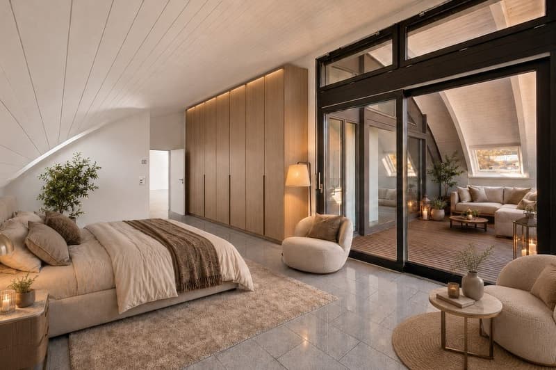Exclusive 3.5 - 5.5 room attic penthouse 246 m² NWF, 4 terraces, in the center, 3 double garages, lift, (2)