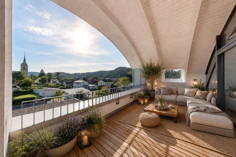 Exclusive 3.5 - 5.5 room attic penthouse 246 m² NWF, 4 terraces, in the center, 3 double garages, lift, (6)