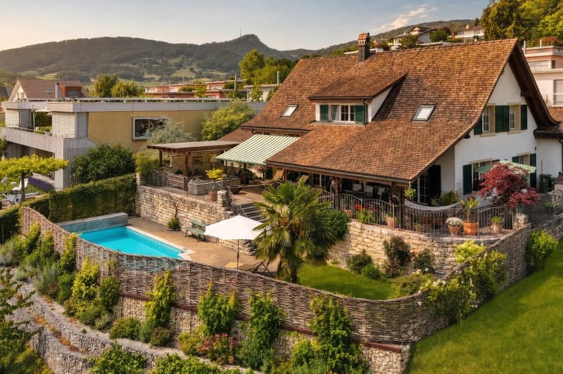 6.5++ room country house, 210 m² living space, terraced garden, pool, pergola, 760 m² plot, panoramic view (10)