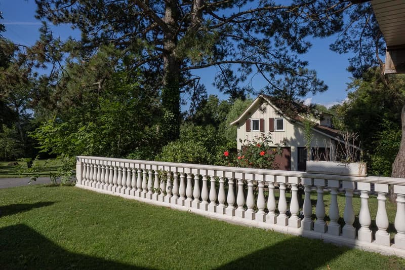 fence, flowers, green lawn, plants, shrubs, house
