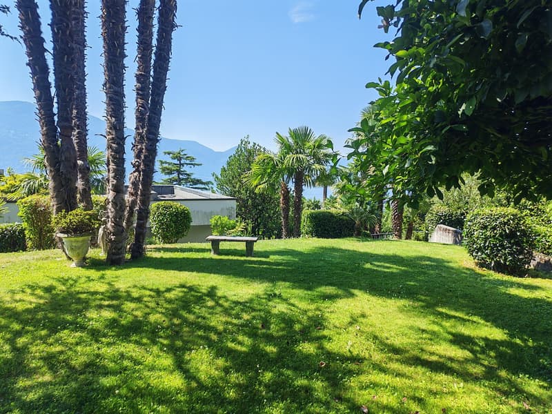 eigener Park mit Liegewiese zum Indoorpool