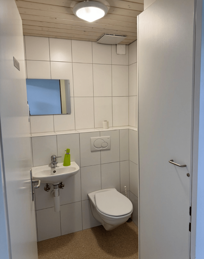 modern, white tiled walls, white sink, white toilet, overhead lighting, mirror, hand soap