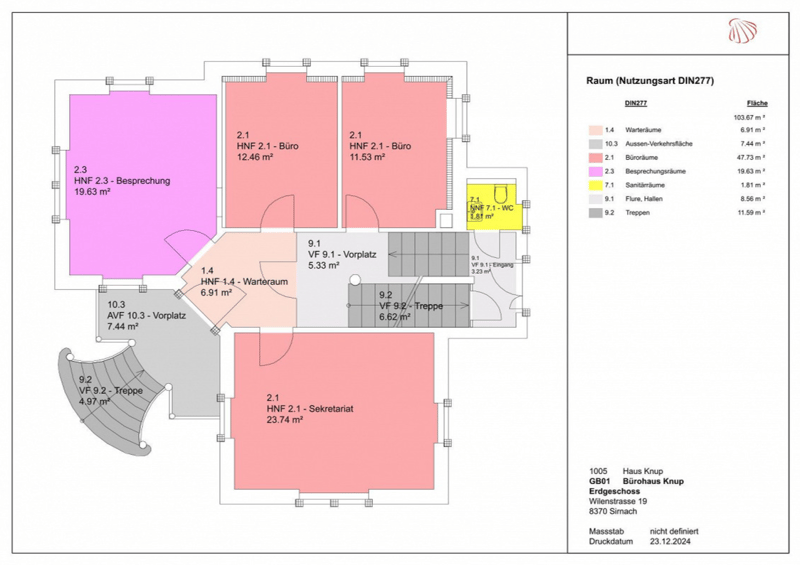 living room, kitchen, 2 bedrooms, 2 bathrooms, balcony, office, storage room, entrance, stairwell