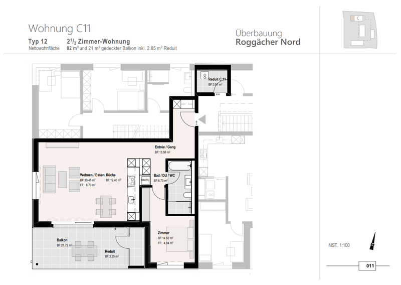 Erstbezug 2 1/2 Zimmer-Wohnung in neuer Überbauung Roggächer Nord (2)